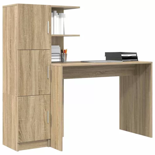 Tárolóval rendelkező íróasztal polcokkal 2 pcs Sonoma tölgy