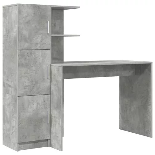 Tárolóval rendelkező íróasztal polcokkal 2 pcs Beton Szürke