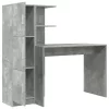 Tárolóval rendelkező íróasztal polcokkal 2 pcs Beton Szürke