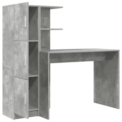 Tárolóval rendelkező íróasztal polcokkal 2 pcs Beton Szürke