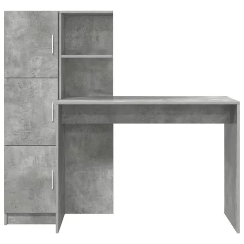 Tárolóval rendelkező íróasztal polcokkal 2 pcs Beton Szürke