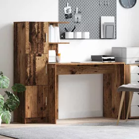   Tárolóval rendelkező íróasztal 2 pcs Öreg fa 102 x 50 x 124 cm