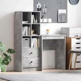   Tárolóval rendelkező íróasztal fiókkal 2 pcs Beton Szürke