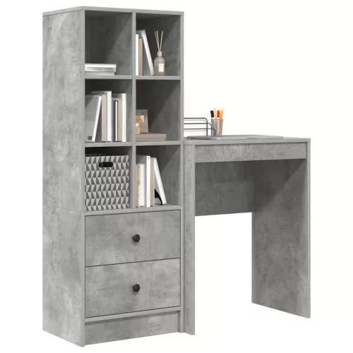 Tárolóval rendelkező íróasztal fiókkal 2 pcs Beton Szürke