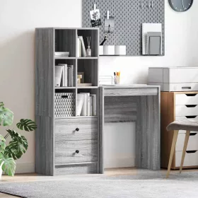   Tárolóval rendelkező íróasztal fiókkal 2 pcs Szürke sonoma