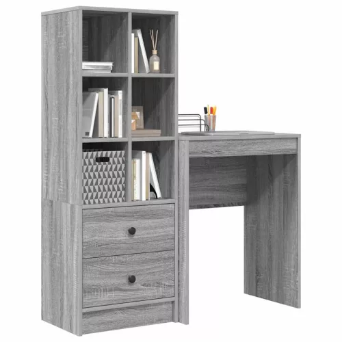 Tárolóval rendelkező íróasztal fiókkal 2 pcs Szürke sonoma