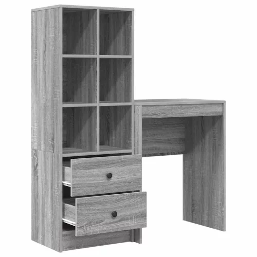 Tárolóval rendelkező íróasztal fiókkal 2 pcs Szürke sonoma