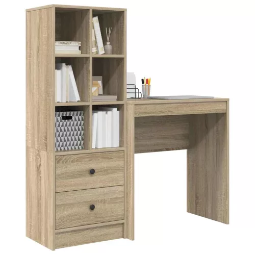 Tárolóval rendelkező íróasztal fiókkal 2 pcs Sonoma tölgy