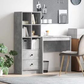   Tárolóval rendelkező íróasztal fiókkal 2 pcs Beton Szürke