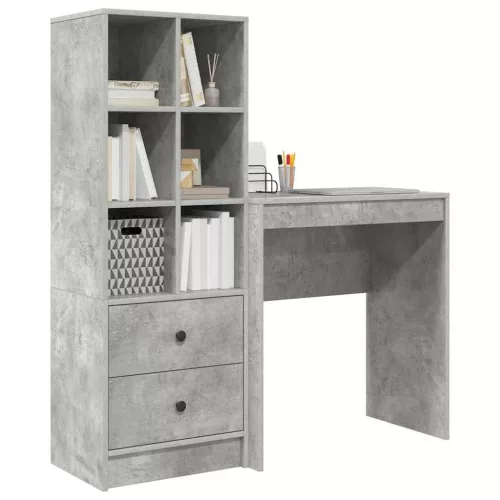 Tárolóval rendelkező íróasztal fiókkal 2 pcs Beton Szürke