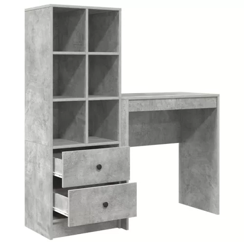 Tárolóval rendelkező íróasztal fiókkal 2 pcs Beton Szürke