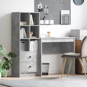   Tárolóval rendelkező íróasztal fiókkal 2 pcs Beton Szürke