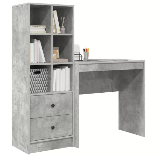 Tárolóval rendelkező íróasztal fiókkal 2 pcs Beton Szürke
