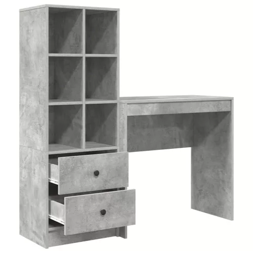 Tárolóval rendelkező íróasztal fiókkal 2 pcs Beton Szürke