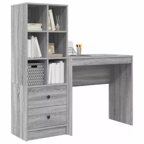 Tárolóval rendelkező íróasztal fiókkal 2 pcs Szürke sonoma