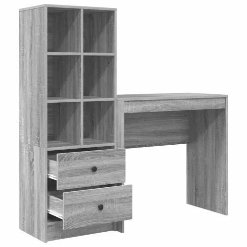 Tárolóval rendelkező íróasztal fiókkal 2 pcs Szürke sonoma