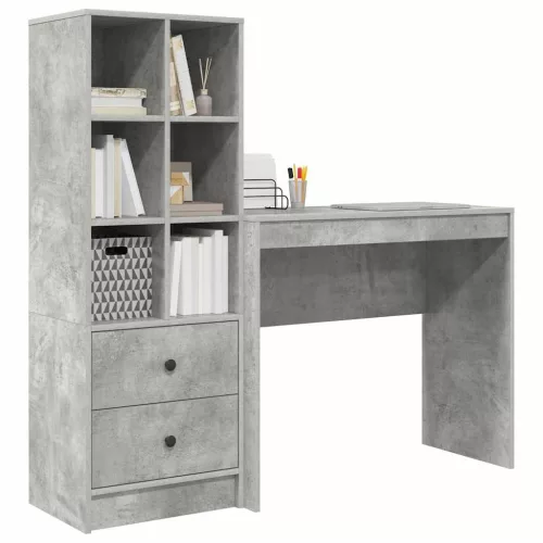 Tárolóval rendelkező íróasztal fiókkal 2 pcs Beton Szürke