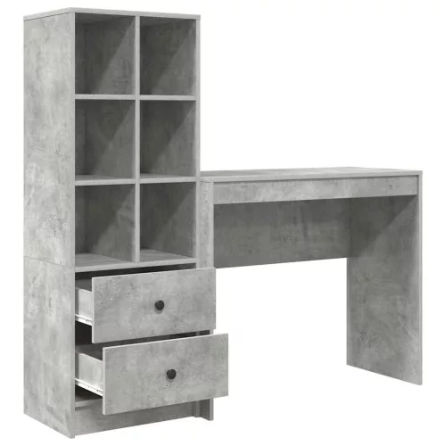 Tárolóval rendelkező íróasztal fiókkal 2 pcs Beton Szürke