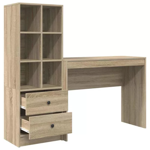 Tárolóval rendelkező íróasztal fiókkal 2 pcs Sonoma tölgy