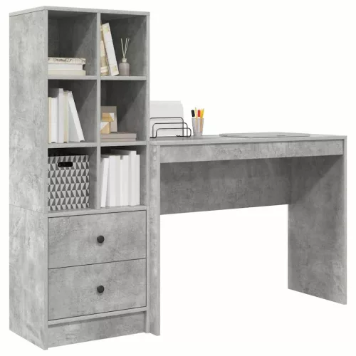Tárolóval rendelkező íróasztal fiókkal 2 pcs Beton Szürke