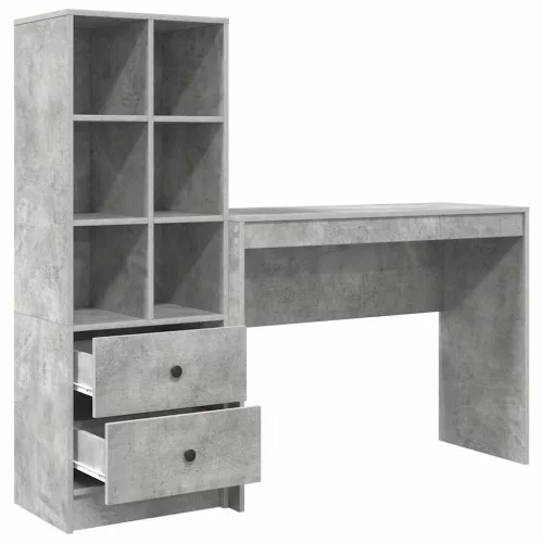Tárolóval rendelkező íróasztal fiókkal 2 pcs Beton Szürke