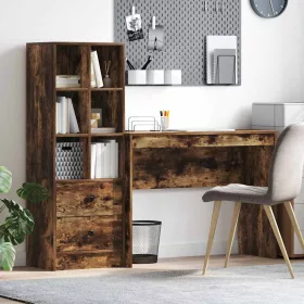  Tárolóval rendelkező íróasztal fiókkal 2 pcs Füstölt tölgy