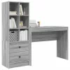 Tárolóval rendelkező íróasztal fiókkal 2 pcs Szürke sonoma