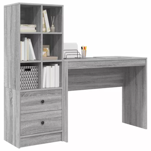 Tárolóval rendelkező íróasztal fiókkal 2 pcs Szürke sonoma