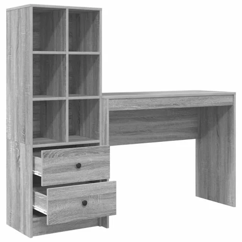 Tárolóval rendelkező íróasztal fiókkal 2 pcs Szürke sonoma