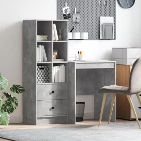   Tárolóval rendelkező íróasztal fiókkal 2 pcs Beton Szürke