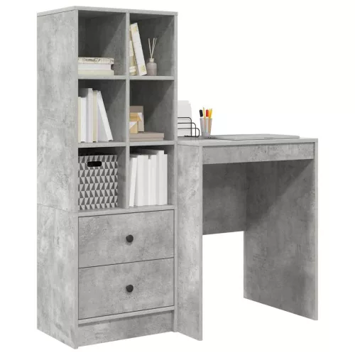 Tárolóval rendelkező íróasztal fiókkal 2 pcs Beton Szürke