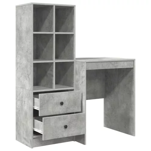 Tárolóval rendelkező íróasztal fiókkal 2 pcs Beton Szürke
