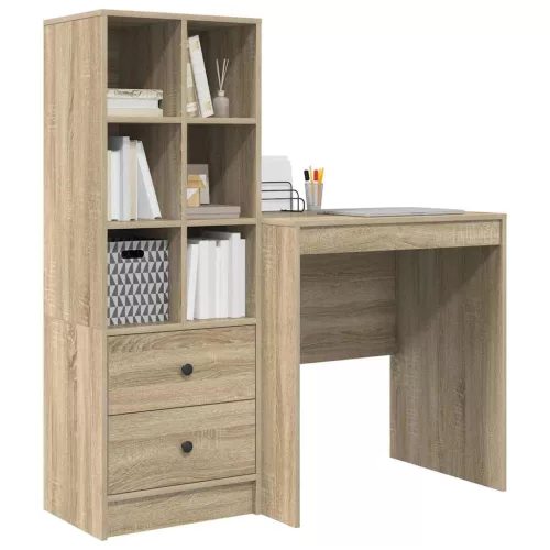 Tárolóval rendelkező íróasztal fiókkal 2 pcs Sonoma tölgy