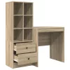 Tárolóval rendelkező íróasztal fiókkal 2 pcs Sonoma tölgy
