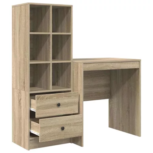 Tárolóval rendelkező íróasztal fiókkal 2 pcs Sonoma tölgy