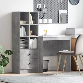   Tárolóval rendelkező íróasztal fiókkal 2 pcs Beton Szürke