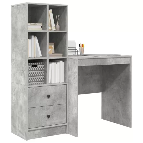 Tárolóval rendelkező íróasztal fiókkal 2 pcs Beton Szürke