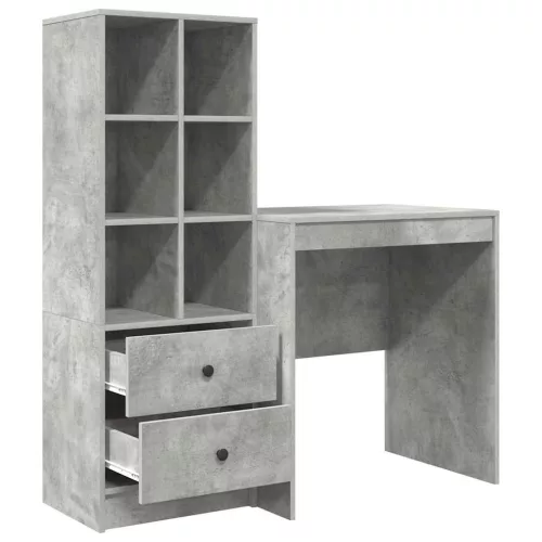 Tárolóval rendelkező íróasztal fiókkal 2 pcs Beton Szürke