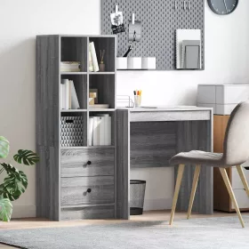   Tárolóval rendelkező íróasztal fiókkal 2 pcs Szürke sonoma