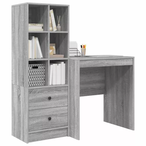 Tárolóval rendelkező íróasztal fiókkal 2 pcs Szürke sonoma