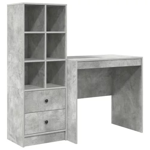 Tárolóval rendelkező íróasztal fiókkal 2 pcs Beton Szürke