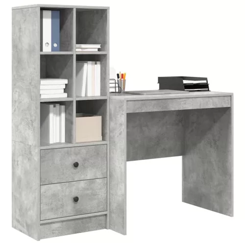 Tárolóval rendelkező íróasztal fiókkal 2 pcs Beton Szürke