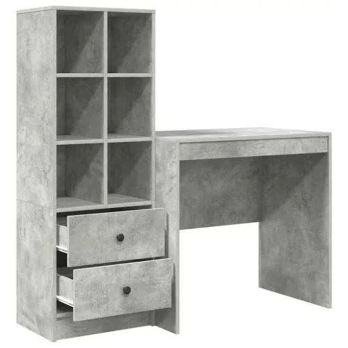 Tárolóval rendelkező íróasztal fiókkal 2 pcs Beton Szürke