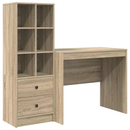 Tárolóval rendelkező íróasztal fiókkal 2 pcs Sonoma tölgy