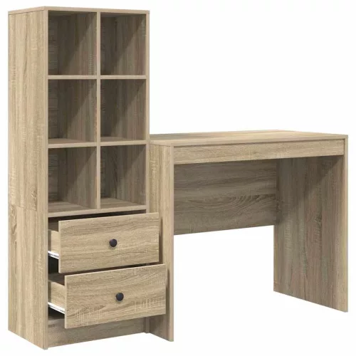 Tárolóval rendelkező íróasztal fiókkal 2 pcs Sonoma tölgy