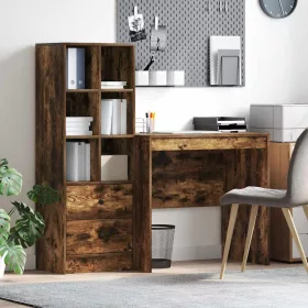   Tárolóval rendelkező íróasztal fiókkal 2 pcs Füstölt tölgy