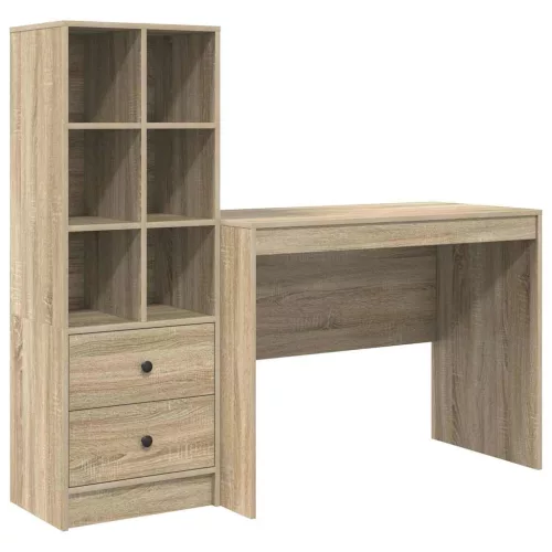 Tárolóval rendelkező íróasztal fiókkal 2 pcs Sonoma tölgy