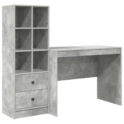 Tárolóval rendelkező íróasztal fiókkal 2 pcs Beton Szürke