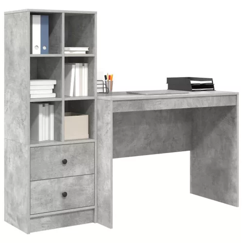 Tárolóval rendelkező íróasztal fiókkal 2 pcs Beton Szürke