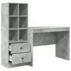 Tárolóval rendelkező íróasztal fiókkal 2 pcs Beton Szürke